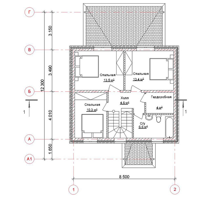 Планировка дома площадью 147 квадратных метров, 2 этаж